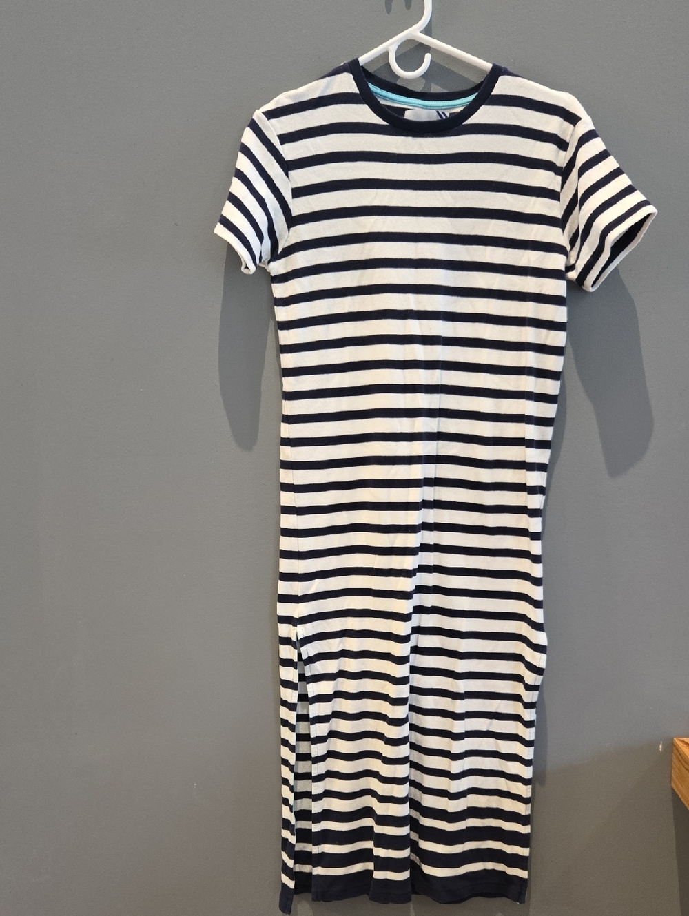 Addison Bay Navy and White Striped Knit Tee Dress